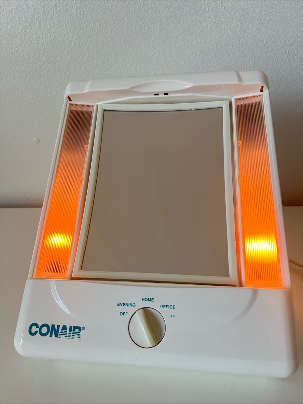 Conair White Lighted Vanity Mirror with Orange Accent Lights